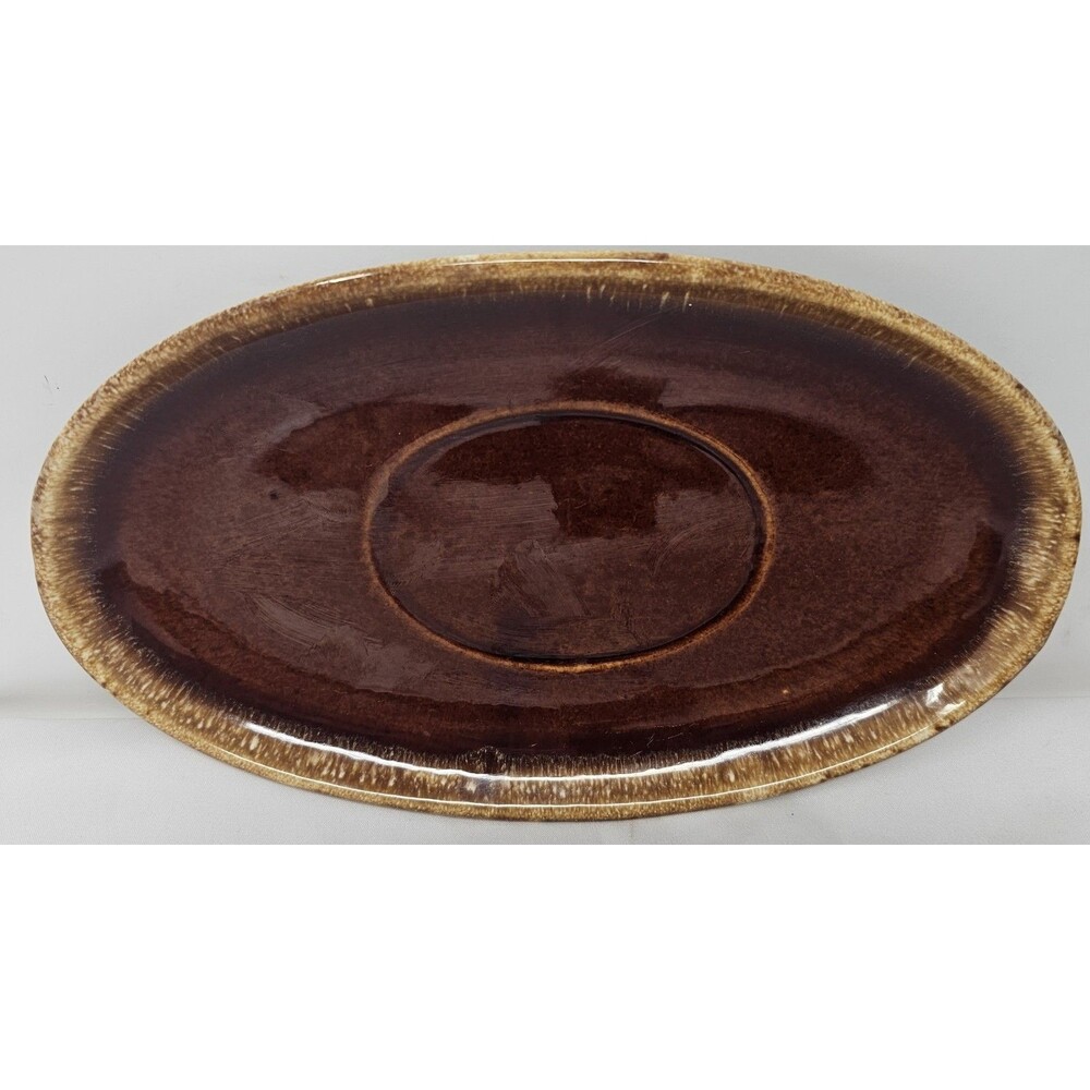 Vtg Hull Pottery Brown Gravy Boat Drip Serving Plate USA Oven Proof Replacement